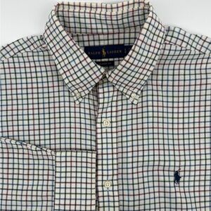 Ralph Lauren Men's L long sleeve button up Plaid Shirt - Navy and Burgundy